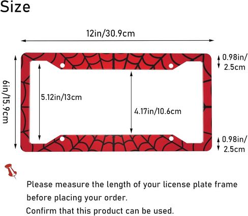 Spider Web License Plate Frame, Red Black License Plate Frames for Women Men, Aluminum Vintage Funny Front License Plate Holder Cover Car Tag Decor with 4 Holes (SYC-2) in Saudi Arabia