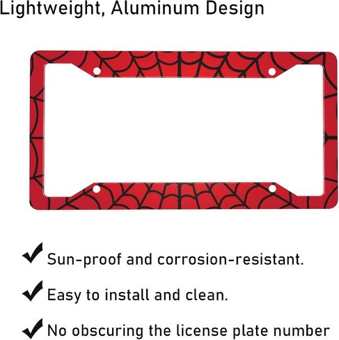 Spider Web License Plate Frame, Red Black License Plate Frames for Women Men, Aluminum Vintage Funny Front License Plate Holder Cover Car Tag Decor with 4 Holes (SYC-2) in Saudi Arabia