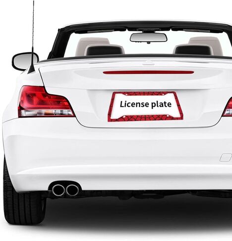 Spider Web License Plate Frame, Red Black License Plate Frames for Women Men, Aluminum Vintage Funny Front License Plate Holder Cover Car Tag Decor with 4 Holes (SYC-2) in Saudi Arabia