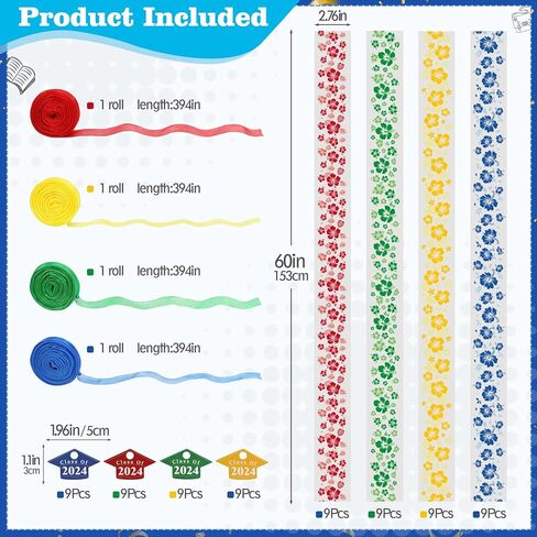 NNG 36 مجموعة من أدوات صنع حلوى التخرج من فئة 2024 من أكياس حلوى هاواي للتخرج، مجموعة أنابيب حلوى لي هدية شريط هدية لمستلزمات حفلات التخرج in Kuwait