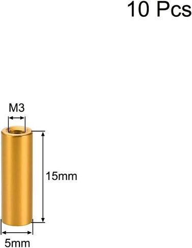 uxcell 10 Pcs M3x15mm Round Aluminum Standoff Column Spacer Female Golden Tone for Drone FPV Quadcopter Racing RC Multirotors Parts DIY in Kuwait
