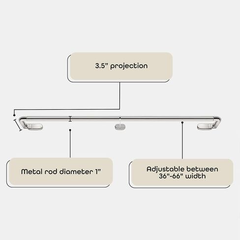 Innovative Brent Swing Arm Window Curtain Rod, Bronze - 1/2" Rod Diameter Fits Windows Size 20" - 36" - Stainless Steel Heavy Duty Drapery Rods for Bedroom, Living Room, Kitchen & Bathroom in Kuwait