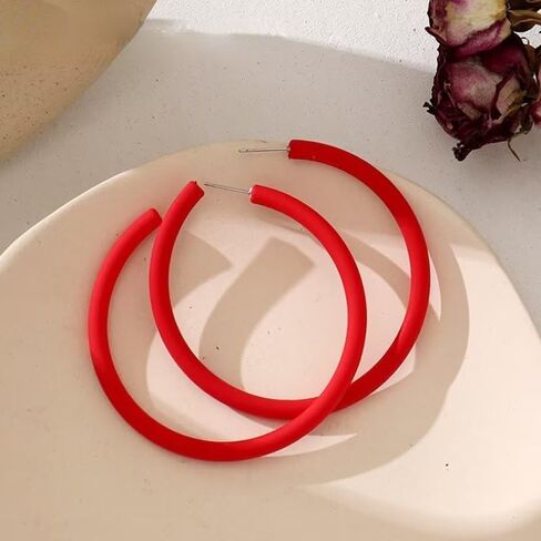 80 90s ريترو النيون هوب أقراط موضة لون الحلوى أقراط كبيرة للنساء الفتيات الاكريليك الملونة حفلة مجوهرات بسيطة in Kuwait