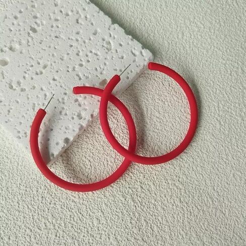 80 90s ريترو النيون هوب أقراط موضة لون الحلوى أقراط كبيرة للنساء الفتيات الاكريليك الملونة حفلة مجوهرات بسيطة in Kuwait