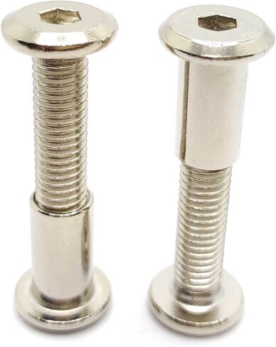 عمود لولبي مناسب لقطر الثقب 3/8 بوصة (10 مم)، ذكر M8x40mm أنثى 18 مم براغي ربط محرك سداسي للأثاث الخشبي والجلدي، طلاء من الفولاذ الكربوني بالنيكل 5 مجموعات in Kuwait