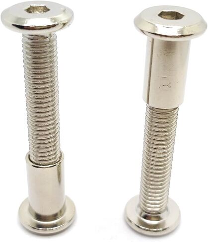 عمود لولبي مناسب لقطر الثقب 3/8 بوصة (10 مم)، ذكر M8x40mm أنثى 18 مم براغي ربط محرك سداسي للأثاث الخشبي والجلدي، طلاء من الفولاذ الكربوني بالنيكل 5 مجموعات in Kuwait