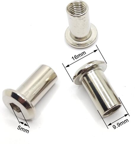 عمود لولبي مناسب لقطر الثقب 3/8 بوصة (10 مم)، ذكر M8x40mm أنثى 18 مم براغي ربط محرك سداسي للأثاث الخشبي والجلدي، طلاء من الفولاذ الكربوني بالنيكل 5 مجموعات in Kuwait
