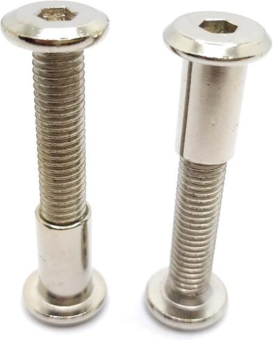 عمود لولبي مناسب لقطر الثقب 3/8 بوصة (10 مم)، ذكر M8x40mm أنثى 18 مم براغي ربط محرك سداسي للأثاث الخشبي والجلدي، طلاء من الفولاذ الكربوني بالنيكل 5 مجموعات in Kuwait