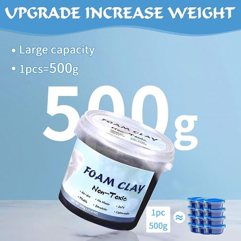 طين رغوي للتشكيل، 500 جرام طين أسود ناعم جاف بالهواء للبالغين، خفيف الوزن، لوازم فنية إبداعية ذاتية الصنع مع أدوات النحت، مناسب للحفلات التنكرية/الحرف اليدوية/التصميم/التشكيل in Kuwait