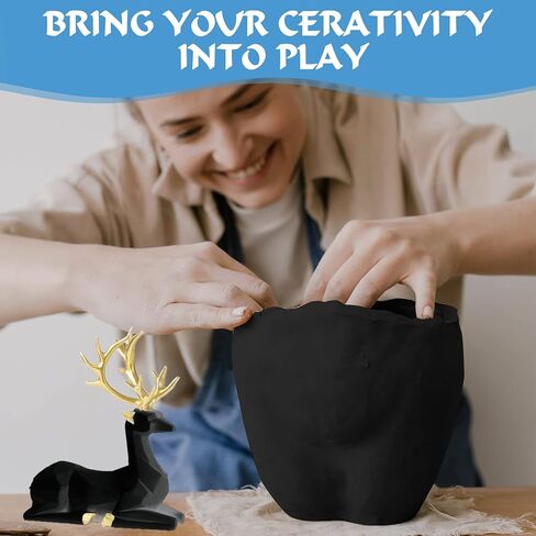 طين رغوي للتشكيل، 500 جرام طين أسود ناعم جاف بالهواء للبالغين، خفيف الوزن، لوازم فنية إبداعية ذاتية الصنع مع أدوات النحت، مناسب للحفلات التنكرية/الحرف اليدوية/التصميم/التشكيل in Kuwait