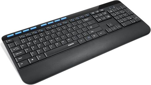 EagleTec KM130 مجموعة ماوس لوحة مفاتيح لاسلكية كاملة الحجم مع مسند راحة اليد، مستقبل USB لاسلكي 2.4 جيجا هرتز للكمبيوتر الشخصي والكمبيوتر المحمول in Kuwait