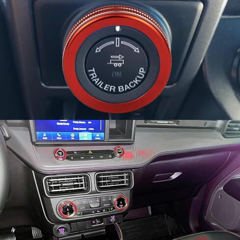 غطاء مقبض حجم الصوت لوحدة التحكم المركزية من الألومنيوم متوافق مع Ford Maverick 2022 2023 XL XLT Lariat Car AC تكييف الهواء مقبض غطاء حلقي 5 قطع (برتقالي) in Saudi Arabia