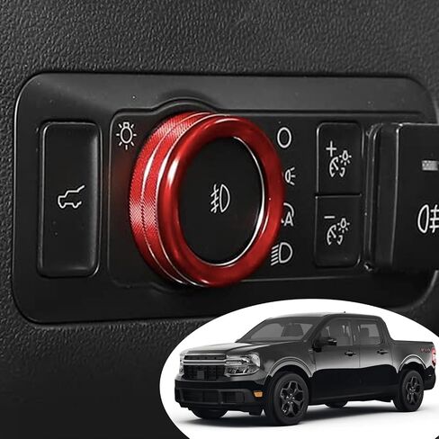 غطاء مقبض حجم الصوت لوحدة التحكم المركزية من الألومنيوم متوافق مع Ford Maverick 2022 2023 XL XLT Lariat Car AC تكييف الهواء مقبض غطاء حلقي 5 قطع (برتقالي) in Saudi Arabia