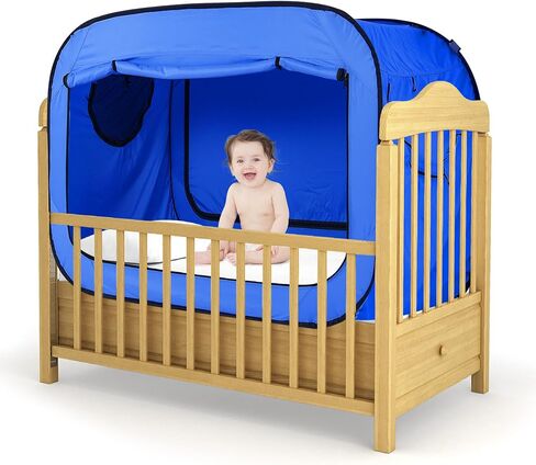 Poray Pop Up Baby Bed Tent Privacy Tent for Toddler Sleeping with 2 Zipper Doors,Breathable Mesh Windows and Portable Carry Bag (deep Blue) in Kuwait