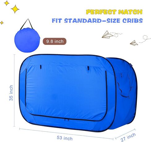 Poray Pop Up Baby Bed Tent Privacy Tent for Toddler Sleeping with 2 Zipper Doors,Breathable Mesh Windows and Portable Carry Bag (deep Blue) in Kuwait