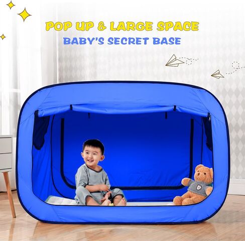 Poray Pop Up Baby Bed Tent Privacy Tent for Toddler Sleeping with 2 Zipper Doors,Breathable Mesh Windows and Portable Carry Bag (deep Blue) in Kuwait