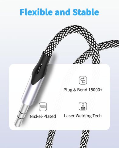 سلك iPhone 15 AUX، 2 حزمة USB C إلى 3.5 مم كابل مقبس صوت Aux، محول مقبس سماعة الرأس 3.3 قدم كابل صوت ستيريو Aux ذكر لهاتف iPhone 15 Pro Max 15 Plus، Galaxy S23 S22 S21 S20 Note 20، Pixel، iPad Pro in Kuwait