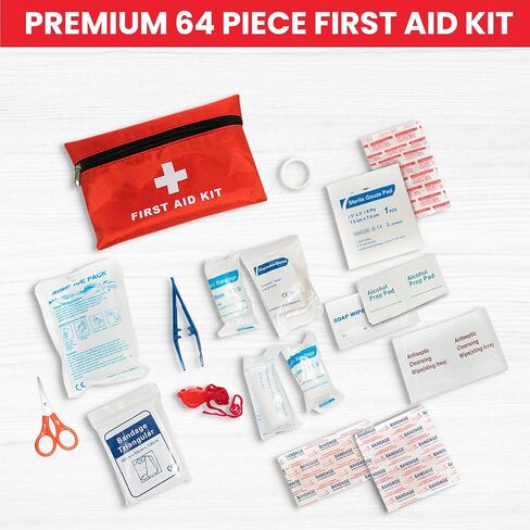 Roadside Emergency Assistance Car Kit - Packed 110 Premium Pieces & Rugged Bag - Car, Truck & RV • Auto Emergency Safety Kit with Heavy Duty Jumper Cables • HD Tow Strap • Safety Triangle • First Aid in Saudi Arabia