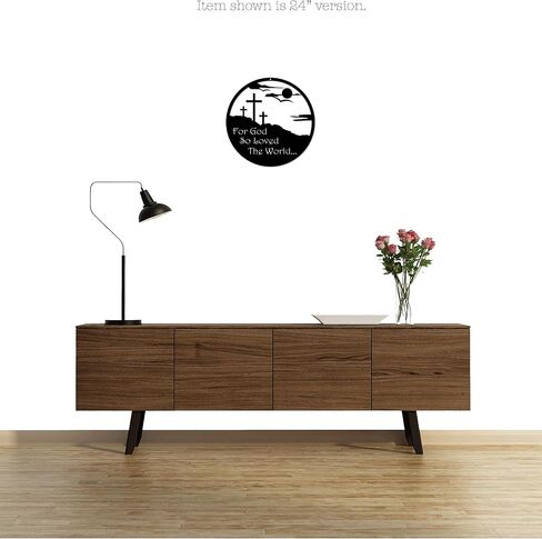 علامة حائط معدنية من For God So Loved The World - لمسة فنية زخرفية معدنية ملهمة جون 3؛16 آية من الكتاب المقدس - ديكور جداري متقاطع للإيمان المسيحي - دينية للتعليق المسيحي - 14 بوصة - أسود in Kuwait