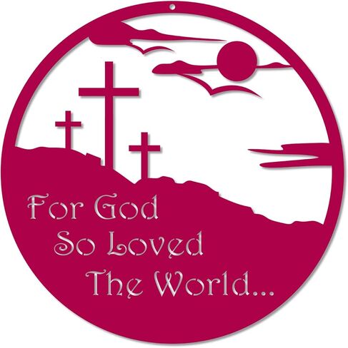 For God So Loved The World Metal Wall Sign - Inspiring Metal Wall Art Decorative Accent John 3;16 Bible Verse - Christian Faith Cross Wall Decor - Christianity Hanging Religious - 14 Inch - Black in Saudi Arabia