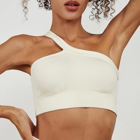 Workout Outfits for Women 2 Piece Seamless One Shoulder Sexy Bra High Waist Yoga Running Shorts in Saudi Arabia