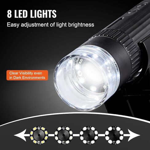 مجهر رقمي تكبير 50X-1000X HD، اتصال USB سلكي، 8 مصابيح LED، مكبر محمول، مجهر USB محمول للعملات المعدنية لأجهزة الكمبيوتر التي تعمل بنظام Windows وiOS (بدون وظيفة لاسلكية) in Kuwait