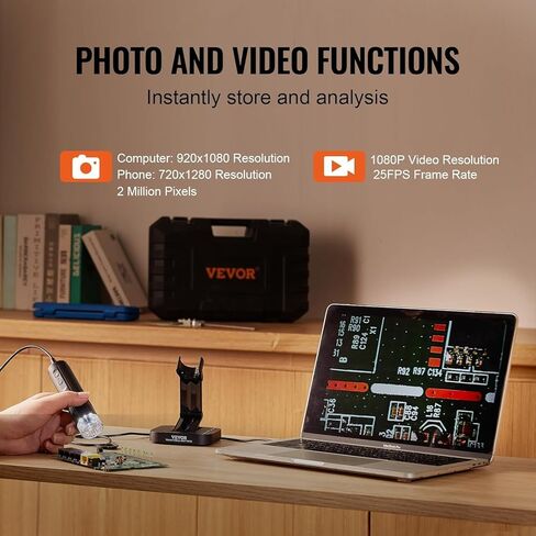 مجهر رقمي تكبير 50X-1000X HD، اتصال USB سلكي، 8 مصابيح LED، مكبر محمول، مجهر USB محمول للعملات المعدنية لأجهزة الكمبيوتر التي تعمل بنظام Windows وiOS (بدون وظيفة لاسلكية) in Kuwait