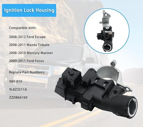 غطاء قفل الإشعال متوافق مع 2008-2012 Ford Escape، 2009-2011 Ford Focus، 2008-2011 Mazda Tribute، 2008-2010 Mercury Mariner، Repalces # 989-019، 9L8Z-3511-A، 9L8Z3511A in Saudi Arabia