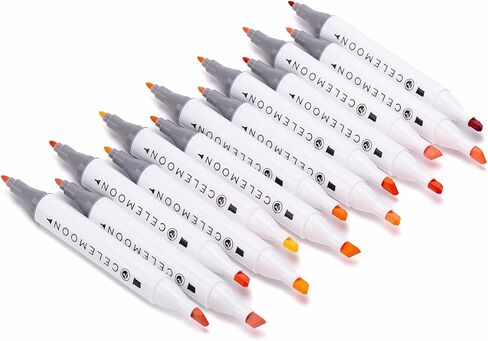 36 لونًا من أقلام تحديد الكحول ذات الرأس المزدوج، إزميل رفيع وواسع، قلم رسم فني للتلوين والرسم وتوضيح الصور الشخصية ولون البشرة متوسط ​​اللون وظلال الشعر، أبيض in Kuwait