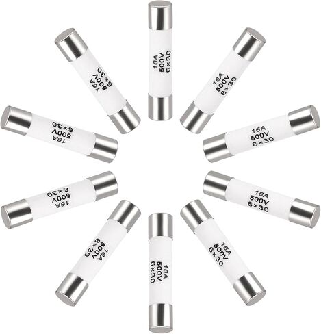 uxcell Ceramic Cartridge Fuses 16A 500V 6x30mm Ceramic Fuses Fast Blow Replacement for Amplifier Energy Saving Lamp Ballast 10pcs in Saudi Arabia