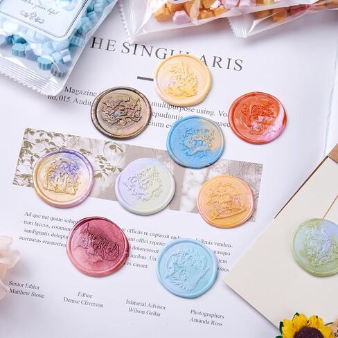 Multicolor Wax Seal Beads, WASOHLING Premium Sealing Wax Beads for Stamp Seals, Different Shapes Wax Pellets Pack for Wax Seal Kit, Wedding Invitations, Birthday Cards, Envelopes, Gift Wrapping (MX10) in Saudi Arabia