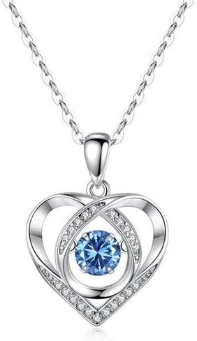 925 Sterling Silver Necklace for Women - 'Heart of the Ocean' Inspired Beating Heart Pendant with Cubic Zirconia, Blue in Saudi Arabia