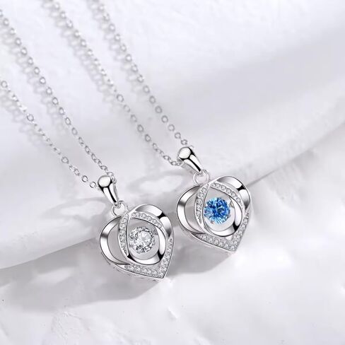 925 Sterling Silver Necklace for Women - 'Heart of the Ocean' Inspired Beating Heart Pendant with Cubic Zirconia, Blue in Saudi Arabia