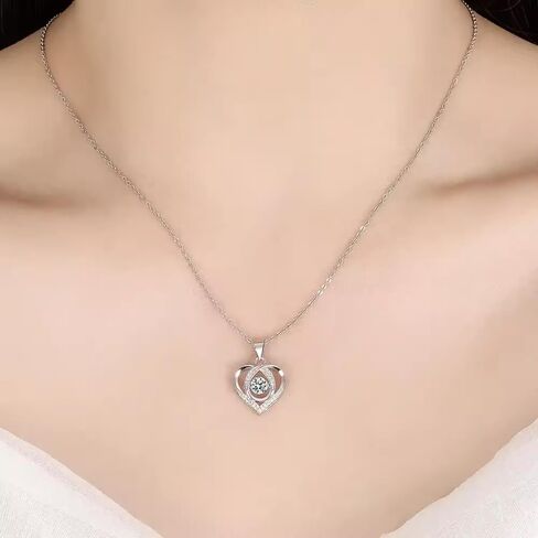 925 Sterling Silver Necklace for Women - 'Heart of the Ocean' Inspired Beating Heart Pendant with Cubic Zirconia, Blue in Saudi Arabia