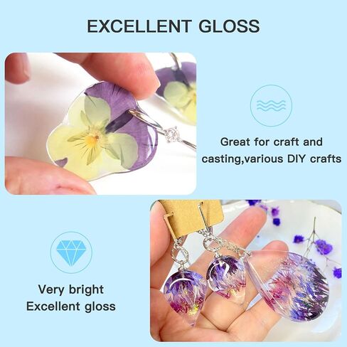 JDiction 1000g UV Resin, New Formula Crystal Clear UV Resin Solar Cure Sunlight Activated Hard UV Resin Kit for Jewelry Making, Casting and Coating DIY Crafts in Saudi Arabia