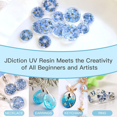 JDiction 1000g UV Resin, New Formula Crystal Clear UV Resin Solar Cure Sunlight Activated Hard UV Resin Kit for Jewelry Making, Casting and Coating DIY Crafts in Saudi Arabia