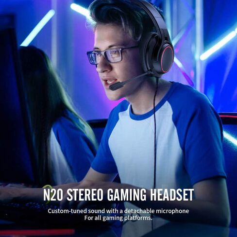 NUBWO N20 Stereo Gaming Headset with Detachable Noise Canceling Mic, Work from Home Headphones with mic for PS4, Xbox One, Nintendo Switch Lite, PC, Laptop, Mac in Kuwait