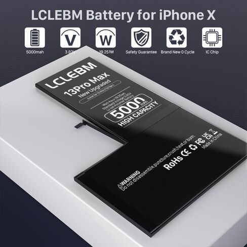 بطارية LCLEBM [5000 مللي أمبير] لهاتف iPhone 13 Pro Max، 2024 جديدة 0 دورة استبدال بطارية ذات سعة أعلى لهاتف iPhone 13 Pro Max موديل A2645، A2644، A2643، A2641، A2484 مع مجموعات أدوات إصلاح كاملة in Kuwait