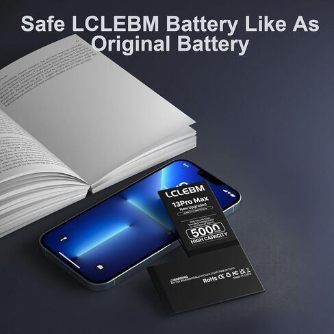 بطارية LCLEBM [5000 مللي أمبير] لهاتف iPhone 13 Pro Max، 2024 جديدة 0 دورة استبدال بطارية ذات سعة أعلى لهاتف iPhone 13 Pro Max موديل A2645، A2644، A2643، A2641، A2484 مع مجموعات أدوات إصلاح كاملة in Kuwait