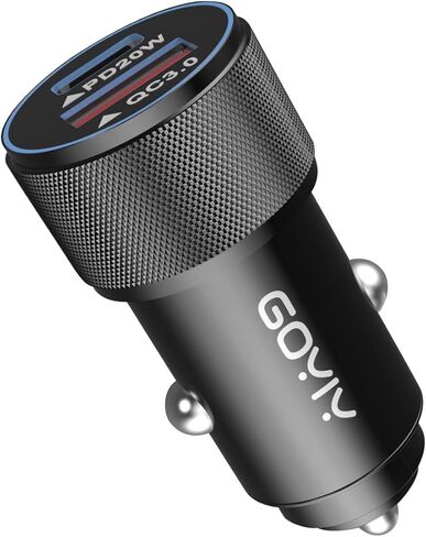 USB C Car Charger, 38W iPhone Car Charger Fast Charging Metal Fast USB Car Charger Adapter PD20W&QC3.0 18W Compatible with iPhone and Android Phone and Tablets (Black) in Saudi Arabia