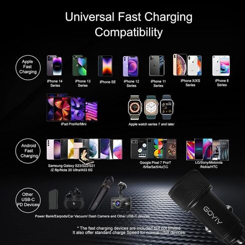 USB C Car Charger, 38W iPhone Car Charger Fast Charging Metal Fast USB Car Charger Adapter PD20W&QC3.0 18W Compatible with iPhone and Android Phone and Tablets (Black) in Saudi Arabia