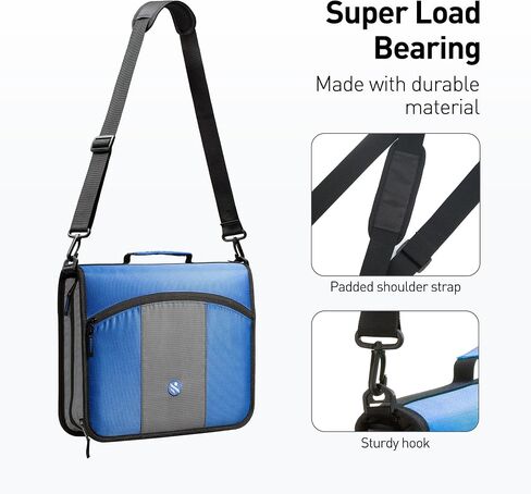 3-Inch Zipper Binder, 3 Round Rings Binder with Expanding File and Shoulder Strap, Black12 in Saudi Arabia