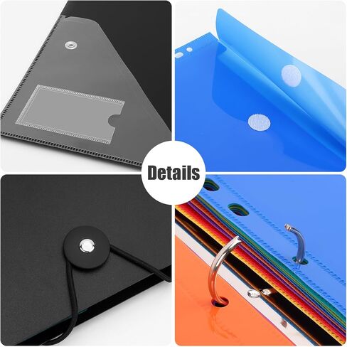 Uquelic 3 Ring Binder with 12 Binder Pocket Folders, Letter Size, Color Binder Pouch for Important Paper Files, Documents, Photos, Letters, Cards in Kuwait