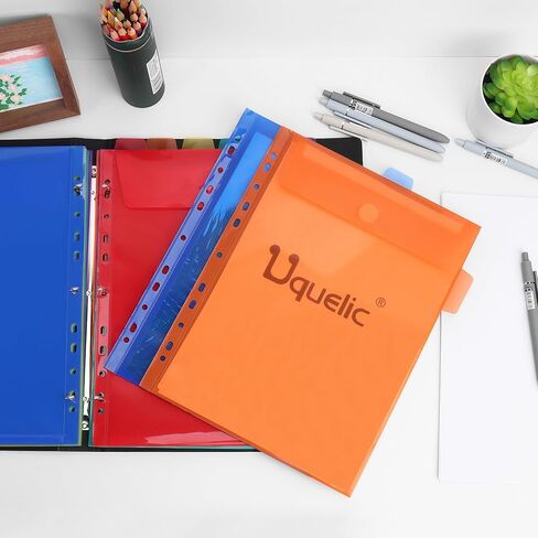 Uquelic 3 Ring Binder with 12 Binder Pocket Folders, Letter Size, Color Binder Pouch for Important Paper Files, Documents, Photos, Letters, Cards in Kuwait