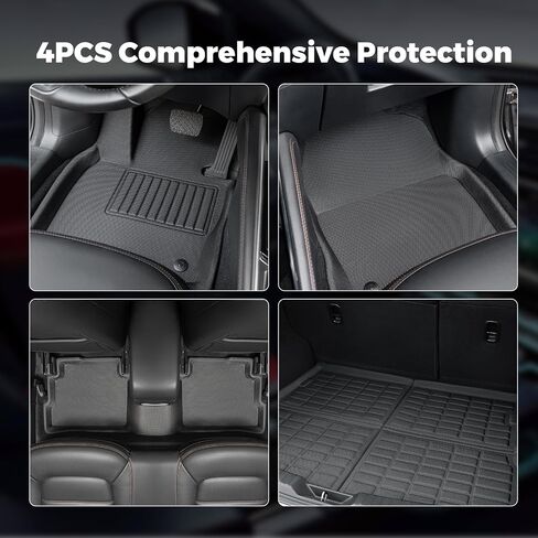 4 PCS 2024 2023 for Mazda CX5 Floor Mats, 2022 2021 2020 2019 2018 2017, XPE All Weather Protection Waterproof Anti-Slip Front & 2nd Seat & Rear Trunk Mat, Car Accessories in Saudi Arabia