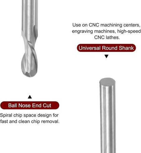 2pcs Ball Nose End Mill 6mm Diameter 12mm Cutting Length 6mm Shank High Speed Steel 2 Flutes Spiral Upcut CNC Router Bits in Saudi Arabia