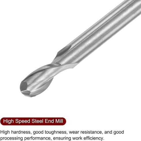 2pcs Ball Nose End Mill 6mm Diameter 12mm Cutting Length 6mm Shank High Speed Steel 2 Flutes Spiral Upcut CNC Router Bits in Saudi Arabia