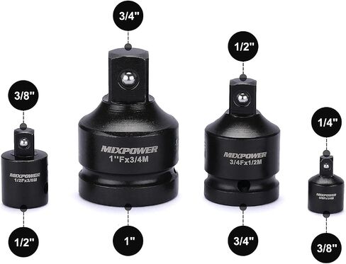 MIXPOWER 1-Inch Drive (F) to 3/4-Inch (M) Impact Socket Adapter and Reducer, Chrome Molybdenum Steel, Ball Detent, Tapered Square End… in Saudi Arabia
