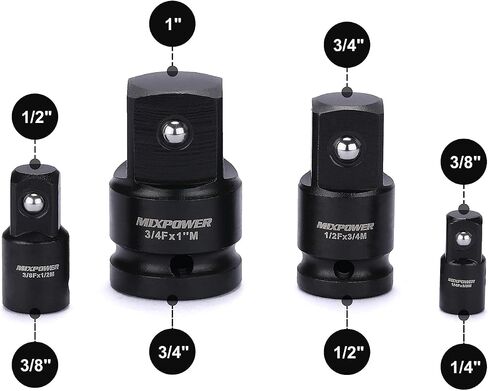 MIXPOWER 1-Inch Drive (F) to 3/4-Inch (M) Impact Socket Adapter and Reducer, Chrome Molybdenum Steel, Ball Detent, Tapered Square End… in Saudi Arabia