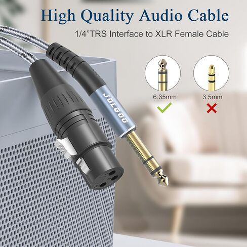 XLR to 1/4 TRS Stereo Adapter, 6.35mm Dual Channel, 3-pin XLR Female, Balanced Microphone Audio Converter Cable 2 Pack (6in) in Saudi Arabia